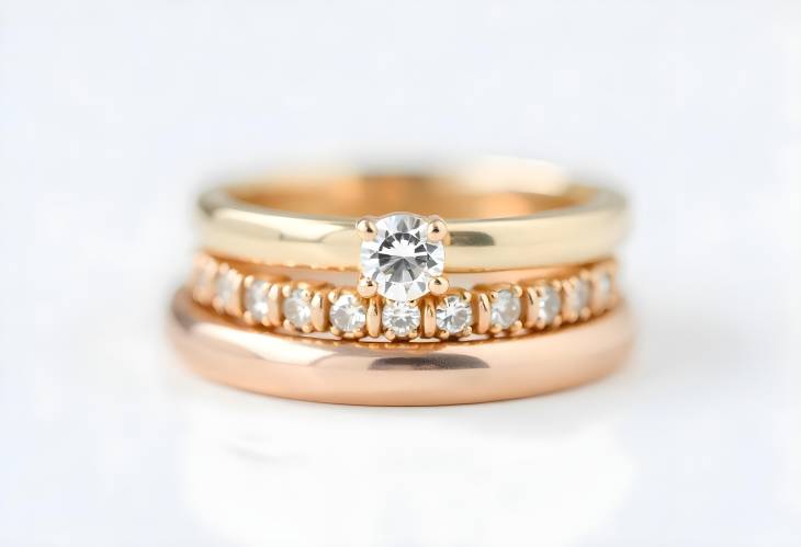 Luxury Diamond Stacked Rings in White, Yellow, and Rose Gold